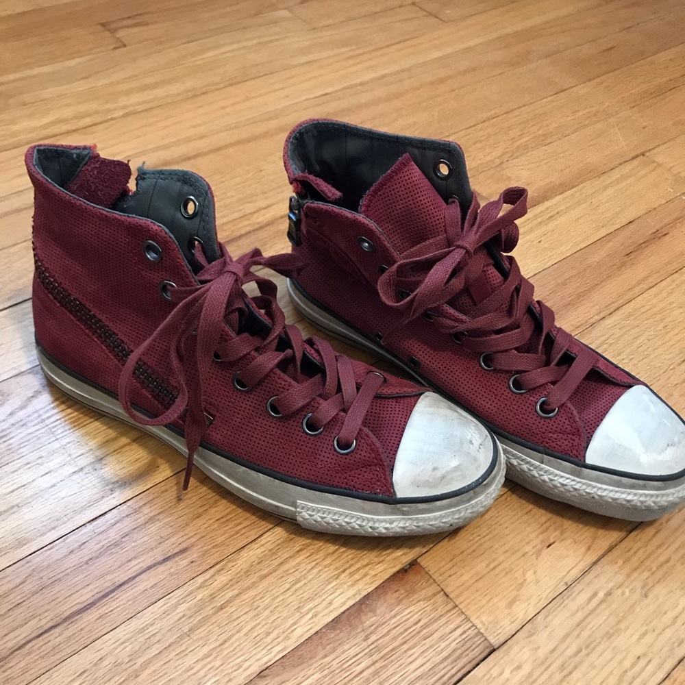 CONVERSE red zipper sneaker high tops